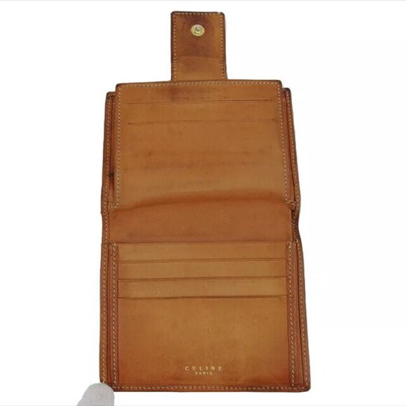 CELINE Bi -fold Wallet Macadam Beige PVC x Leather Authentic USED - Picture 9 of 11